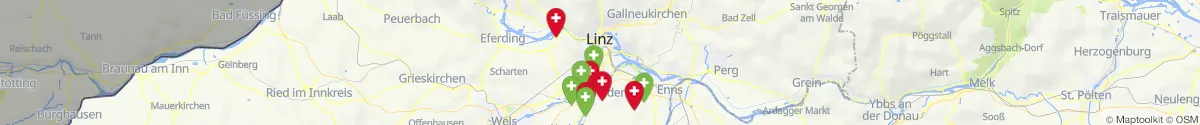 Kartenansicht für Apotheken-Notdienste in der Nähe von Linz  (Land) (Oberösterreich)